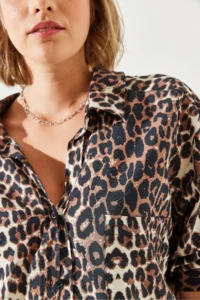 Bianco Lucci Women Tek with pocket Leopard Shirt 4729 - Image 6