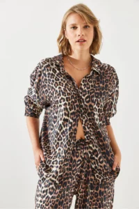 Bianco Lucci Women Tek with pocket Leopard Shirt 4729 - Image 8