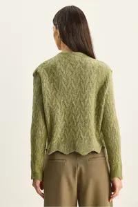 Bianco Lucci Women's Braided Scarf Detailed Buttoned Cardigan - Image 6
