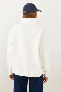 Bianco Lucci Women's Bee Zippered USA Printed High Collar Sweatshirt - Image 3