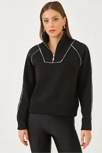 Bianco Lucci Women's Half Zipper Oversized Sweatshirt MB-53100