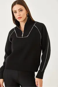 Bianco Lucci Women's Half Zipper Oversized Sweatshirt MB-53100 - Image 4