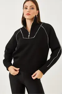 Bianco Lucci Women's Half Zipper Oversized Sweatshirt MB-53100 - Image 5