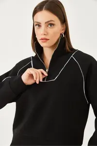 Bianco Lucci Women's Half Zipper Oversized Sweatshirt MB-53100 - Image 6