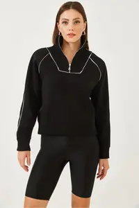 Bianco Lucci Women's Half Zipper Oversized Sweatshirt MB-53100 - Image 8