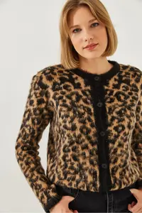 Bianco Lucci Women's Leopard Patterned Shawl Cardigan 241070 - Image 6