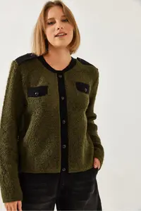 Bianco Lucci Women buttoned with pocket Cardigan 241055 - Image 5