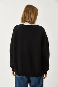Bianco Lucci Women's Polo Shirt Neck Three Thread Raised Sweatshirt 2069 - Image 5