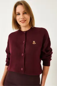 Bianco Lucci Women's Teddy Embroidered Buttoned Knitwear Cardigan - Image 5