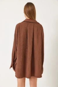 Bianco Lucci Women's Low Shoulder Oversize Basic Bürümcük Shirt 60392 - Image 8