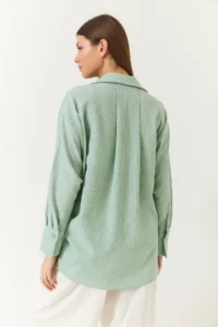 Bianco Lucci Women's Low Shoulder Oversize Basic Bürümcük Shirt 60392 - Image 8