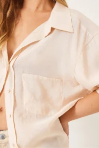 Bianco Lucci Women Oversized V-neck Modal Shirt 60388 - Image 7