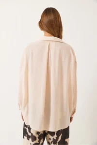 Bianco Lucci Women Oversized V-neck Modal Shirt 60388 - Image 8
