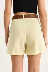 Bianco Lucci Women's Belted Pocket Detailed Thin Linen Shorts 2530 - Image 7