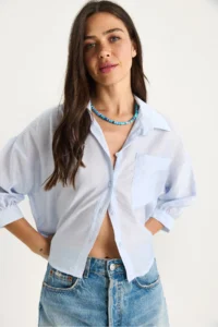 Bianco Lucci Women Half Sleeve Single Pocket Detail Shirt