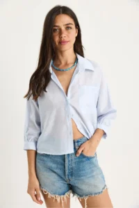 Bianco Lucci Women Half Sleeve Single Pocket Detail Shirt - Image 2
