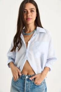 Bianco Lucci Women Half Sleeve Single Pocket Detail Shirt - Image 4