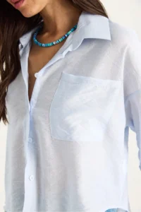 Bianco Lucci Women Half Sleeve Single Pocket Detail Shirt - Image 5
