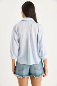 Bianco Lucci Women Half Sleeve Single Pocket Detail Shirt - Image 6