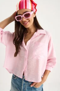 Bianco Lucci Women Half Sleeve Single Pocket Detail Shirt