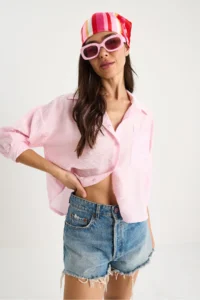 Bianco Lucci Women Half Sleeve Single Pocket Detail Shirt - Image 3