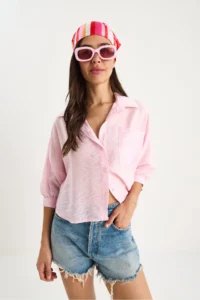 Bianco Lucci Women Half Sleeve Single Pocket Detail Shirt - Image 4