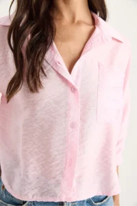 Bianco Lucci Women Half Sleeve Single Pocket Detail Shirt - Image 5