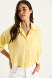 Bianco Lucci Women Half Sleeve Single Pocket Detail Shirt