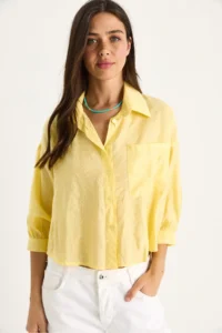 Bianco Lucci Women Half Sleeve Single Pocket Detail Shirt - Image 2