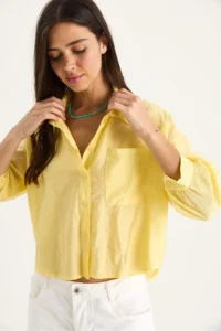 Bianco Lucci Women Half Sleeve Single Pocket Detail Shirt - Image 3