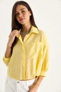 Bianco Lucci Women Half Sleeve Single Pocket Detail Shirt - Image 4