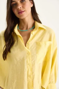 Bianco Lucci Women Half Sleeve Single Pocket Detail Shirt - Image 5