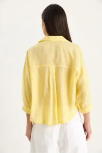 Bianco Lucci Women Half Sleeve Single Pocket Detail Shirt - Image 6
