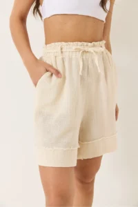 Bianco Lucci Women's Elastic Waist Pocket Detailed Double Muslin Shorts 5020 - Image 4