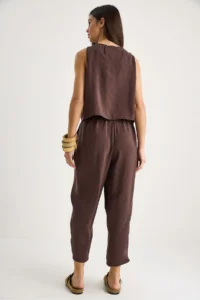 Bianco Lucci Women's Thick Strap Blouse with Elastic Waist Trousers Modal Suit 3089 - Image 7