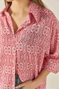 Bianco Lucci Women's V-Neck Half Sleeve Patterned Printed Shirt 6652 - Image 7