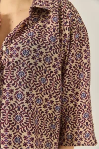 Bianco Lucci Women's V-Neck Half Sleeve Patterned Printed Shirt 6652 - Image 7
