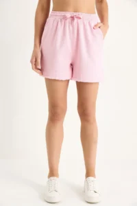 Bianco Lucci Women's Elastic Waist Pocket Detailed High Waist Tasseled Short Linen Shorts YP5322 - Image 6