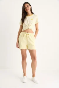 Bianco Lucci Women's Elastic Waist Pocket Detailed High Waist Tasseled Short Linen Shorts YP5322 - Image 2