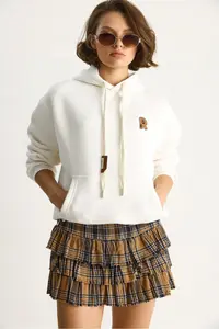 Bianco Lucci Women's Embroidered Kangaroo Pocket Hooded Loose Sweatshirt 6872 - Image 3