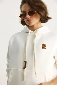 Bianco Lucci Women's Embroidered Kangaroo Pocket Hooded Loose Sweatshirt 6872 - Image 4