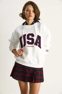 Bianco Lucci Women's USA Embroidered Raised Hooded Casual Sweatshirt 10010 - Image 5