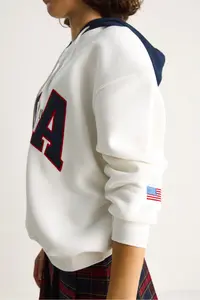 Bianco Lucci Women's USA Embroidered Raised Hooded Casual Sweatshirt 10010 - Image 6