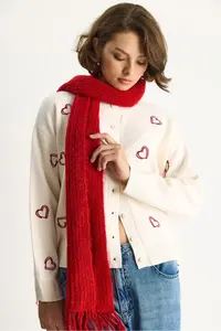Bianco Lucci Women's Heart Embroidered Crew Neck Knitwear Cardigan - Image 3