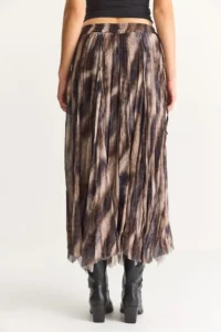 Bianco Lucci Women's Patterned Asymmetrical Cut Lined Chiffon Skirt - Image 8