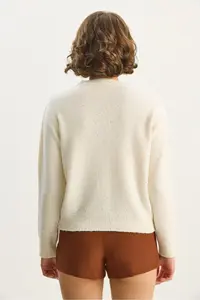 Bianco Lucci Women's Crew Neck Sequin Detailed Gilded Regular Knitwear Cardigan 4960 - Image 8