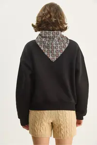 Bianco Lucci Women's Scarf Detailed Gazelle Embroidered Three Thread Raised Oversized Sweatshirt 6916 - Image 7