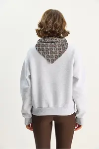 Bianco Lucci Women's Scarf Detailed Gazelle Embroidered Three Thread Raised Oversized Sweatshirt 6916 - Image 6