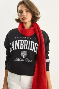 Bianco Lucci Women's Crew Neck Printed Three Thread Raised Basic Sweatshirt 6067 - Image 3