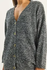 Bianco Lucci Women's V-Neck Oversize Boucle Carmen Knitwear Cardigan 2433 - Image 6